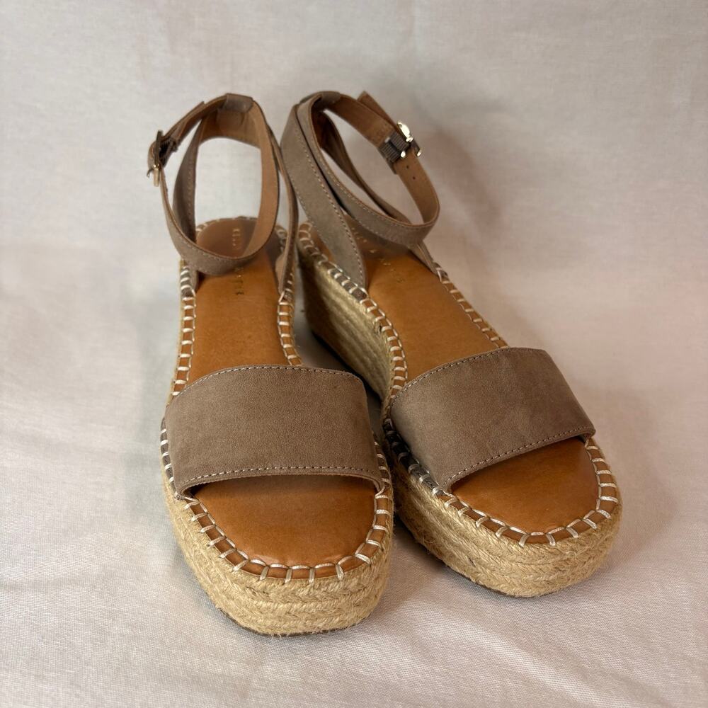 Kelly & Katie Taupe Espadrille Wedge Sandals Ankle Strap Women's 9